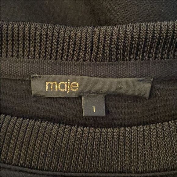 Maje Black Sweatshirt with Blue Lace-Up Details, S - Picture 8 of 10